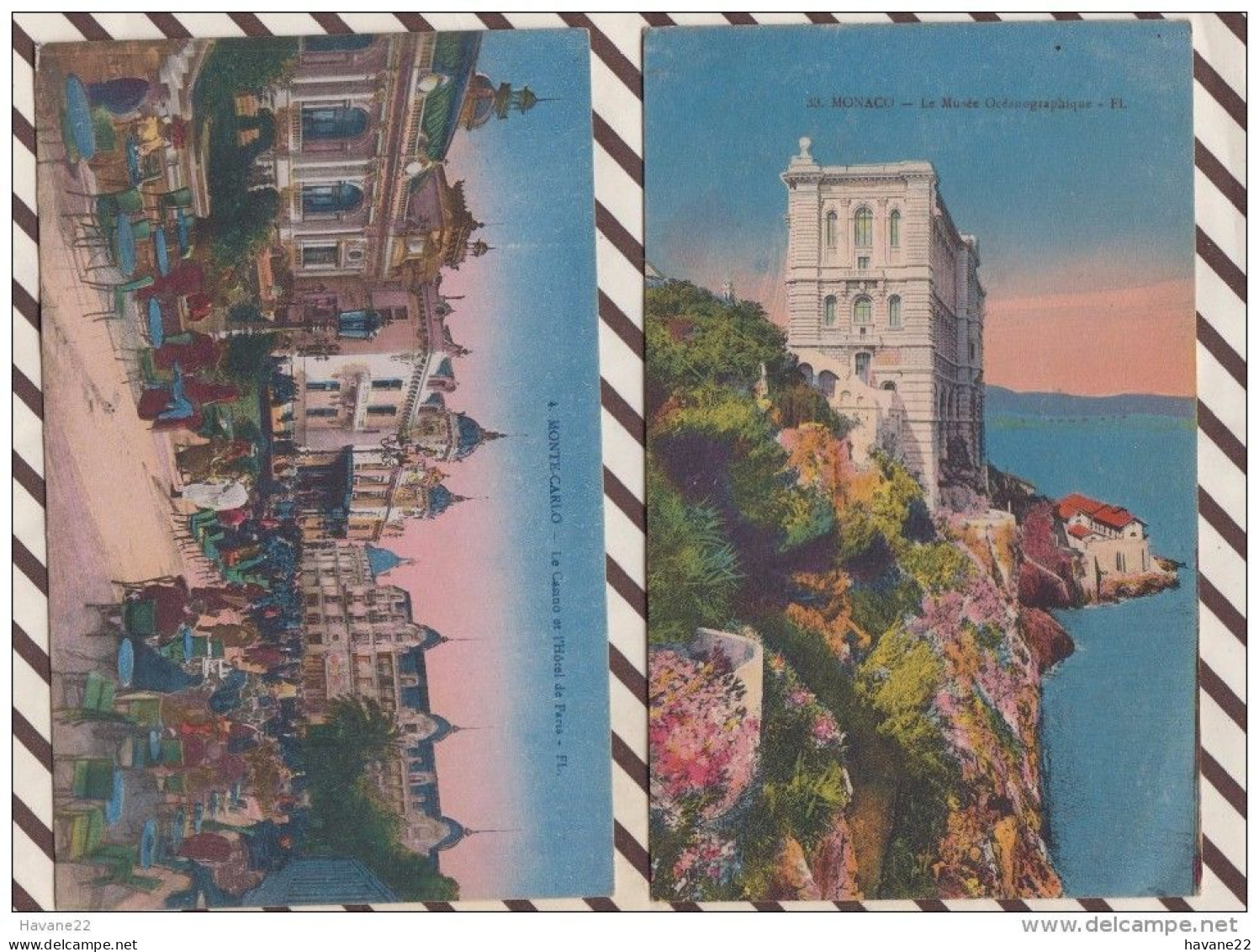 6AI3180 MONACO Lot De 2 Cartes LE CASINO ET L'HOTEL DE PARIS / LE MUSEE OCEANOGRAPHIQUE  2 SCANS - Verzamelingen