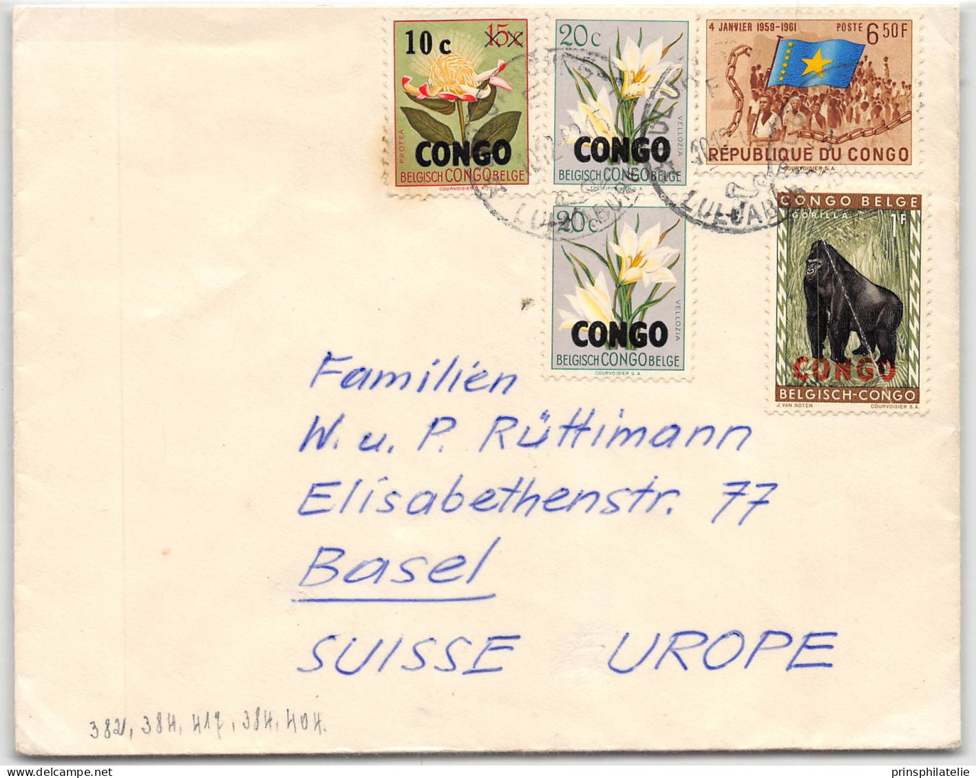 LETTRE AVEC TIMBRES DU  CONGO BELGE SURCHARGES => SUISSE  SWITZERLAND    COVER - Lettres & Documents