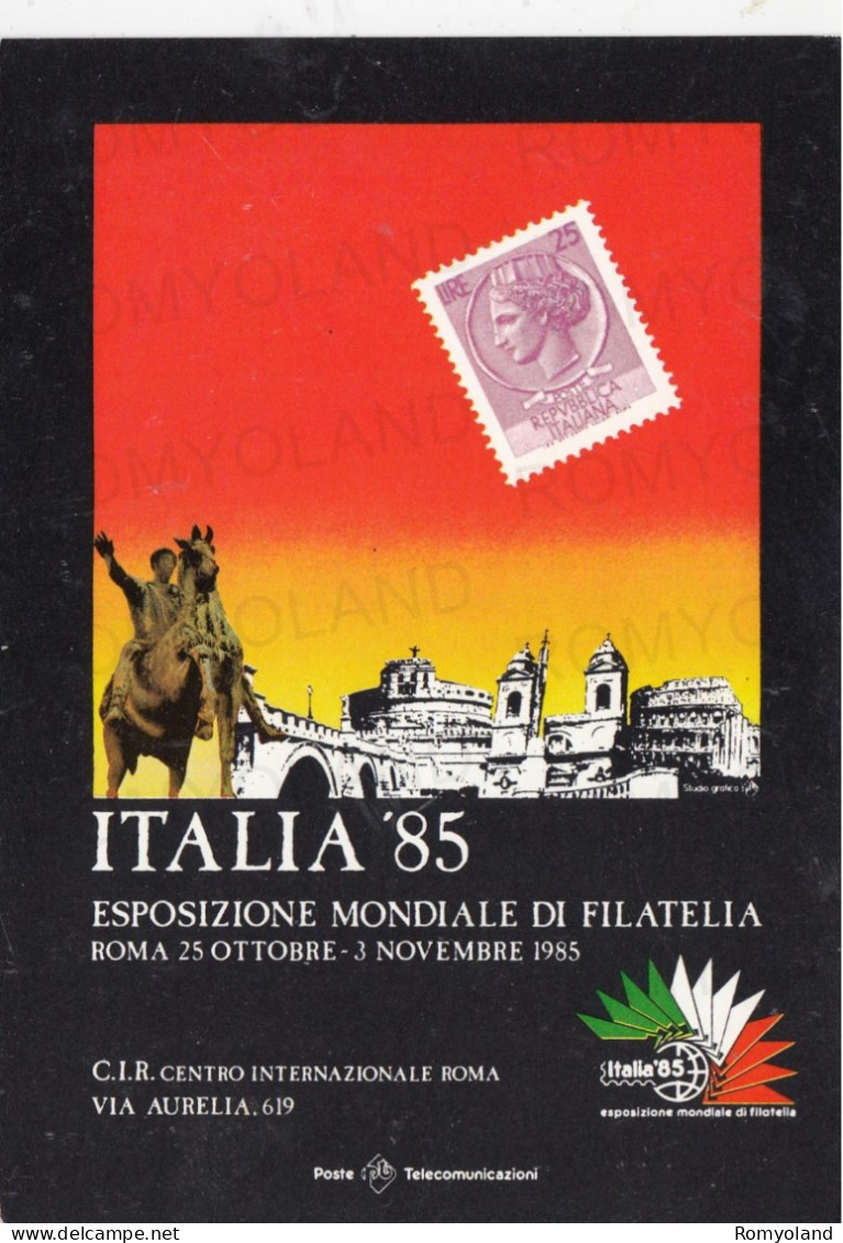 CARTOLINA  ROMA,LAZIO-C.I.R.CENTRO INTERNAZIONALE-ITALIA'85-ESPOSIZIONE MONDIALE DI FILATERIA 25 OTT-3 NOV-NON VIAGGIATA - Expositions