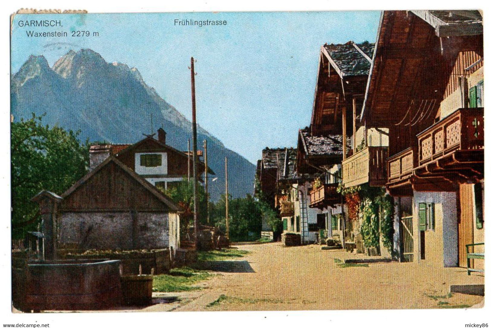 Allemagne --GARMISCH --1920--- Fruhlingstrasse...............colorisée...........timbre  ....cachet - Garmisch-Partenkirchen