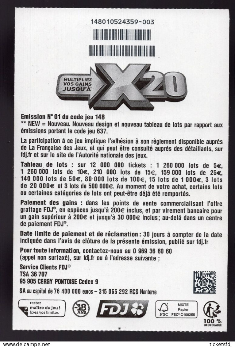 Nouveau tickets FDJ X10 et X20 les changements