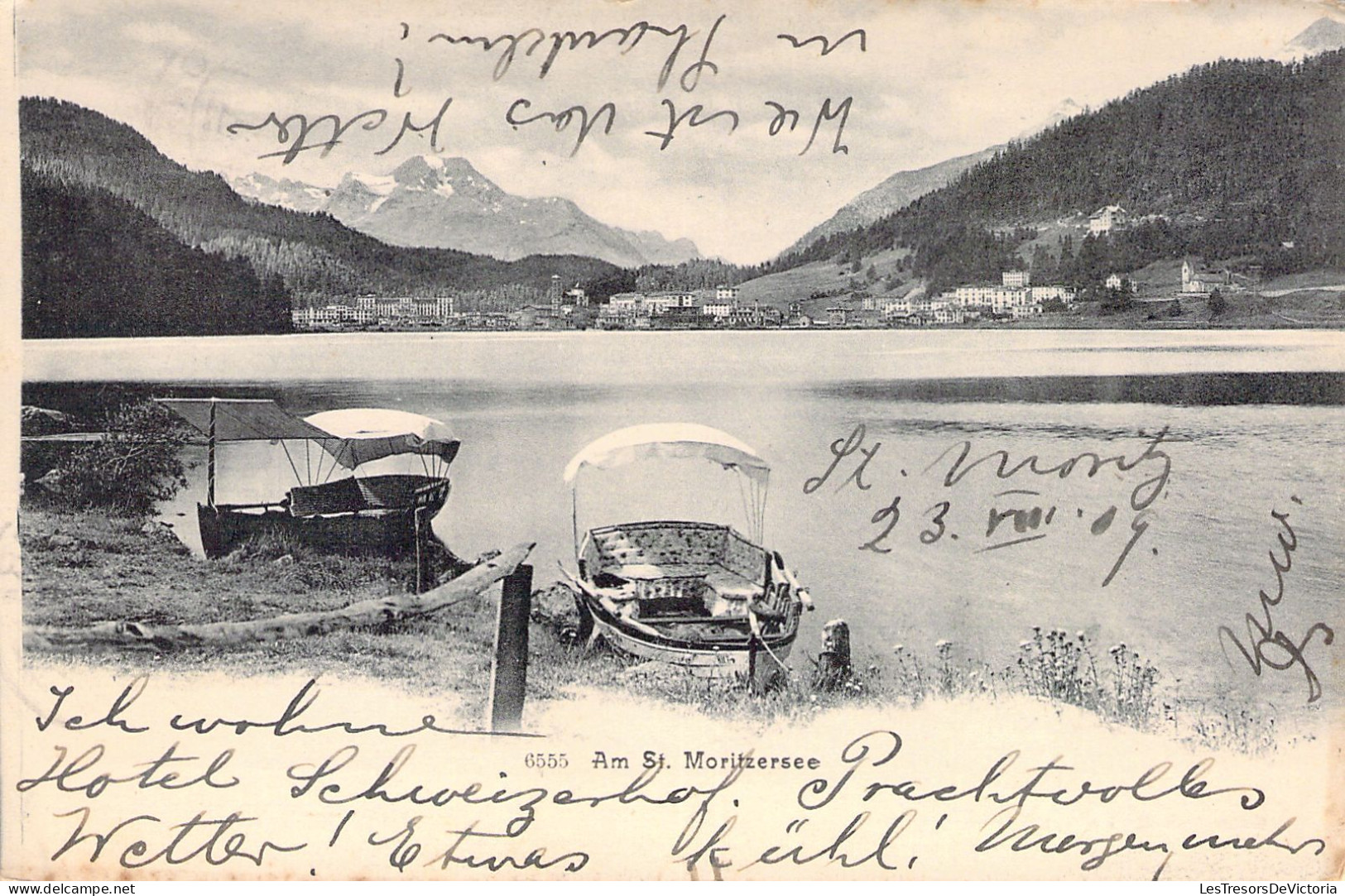 SUISSE - Am St Moritzersee - 6555 - Bateau - Carte Postale Ancienne - Saint-Moritz