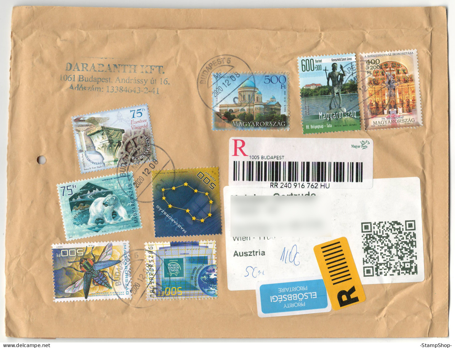 2020 Hungary - Registered Leter / Cover, Modern Stamps - High Value - CV72 - Covers & Documents