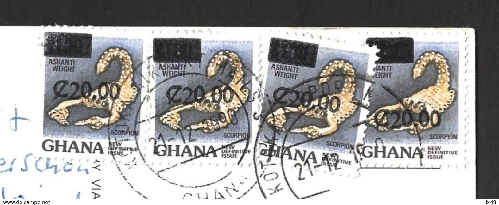 Rare Pack 4 Stamps With Overload With Scorpion. Lacrau (Buthus Occitanus). Ashanti Weight. Scorpion. Airport Ghana. 3sc - Spinnen