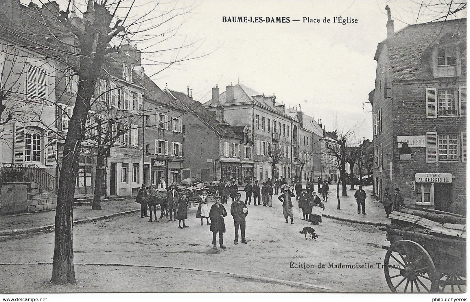 CPA 25 BAUME LES DAMES Place De L'église 1912 Superbe. Belle Oblitération - Baume Les Dames