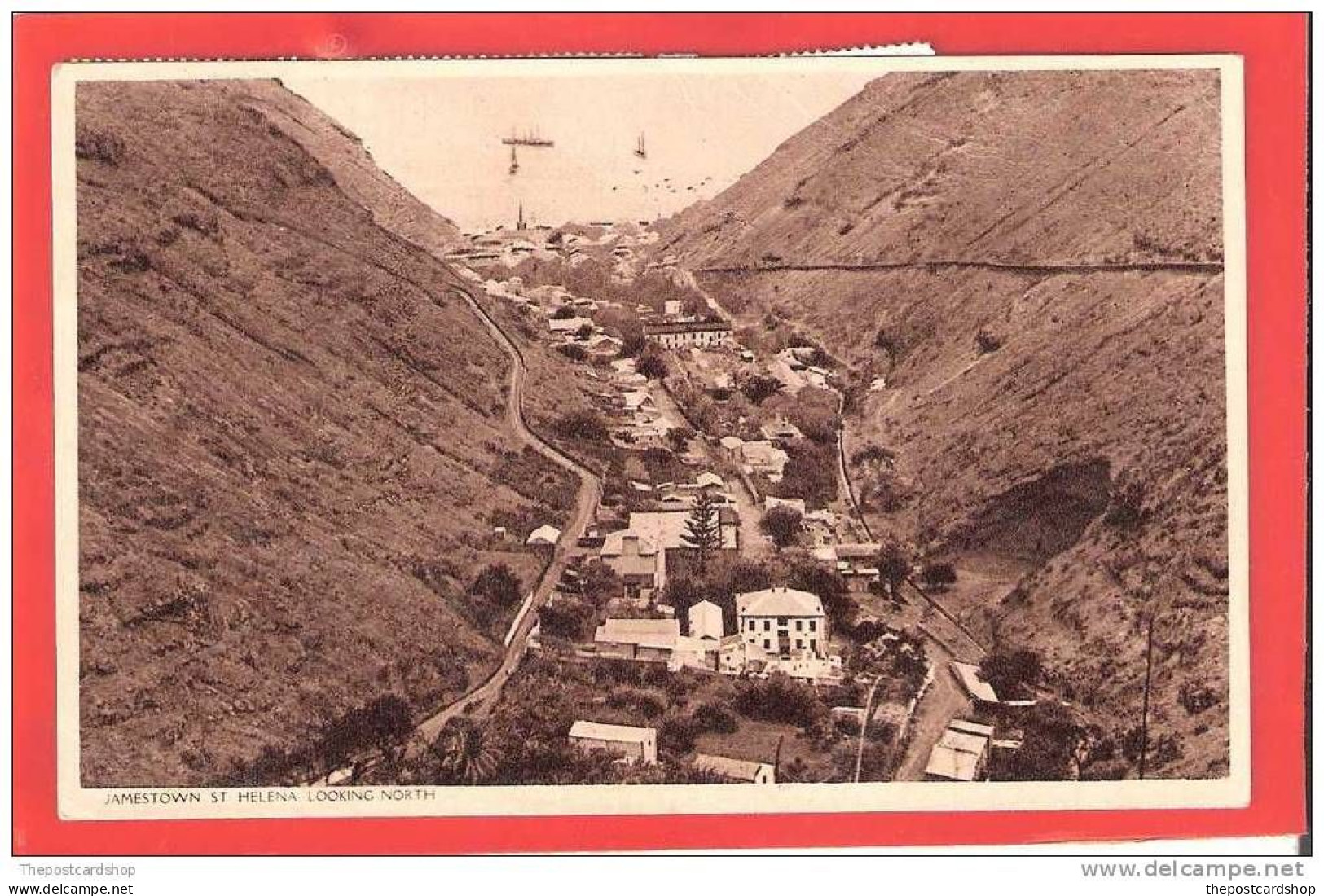 ST.HELENA 1955 4 STAMPS ATTACHED 2d 3d 4d 1/- Uunusual Postcard Sainte Helena Jamestown View - Saint Helena Island