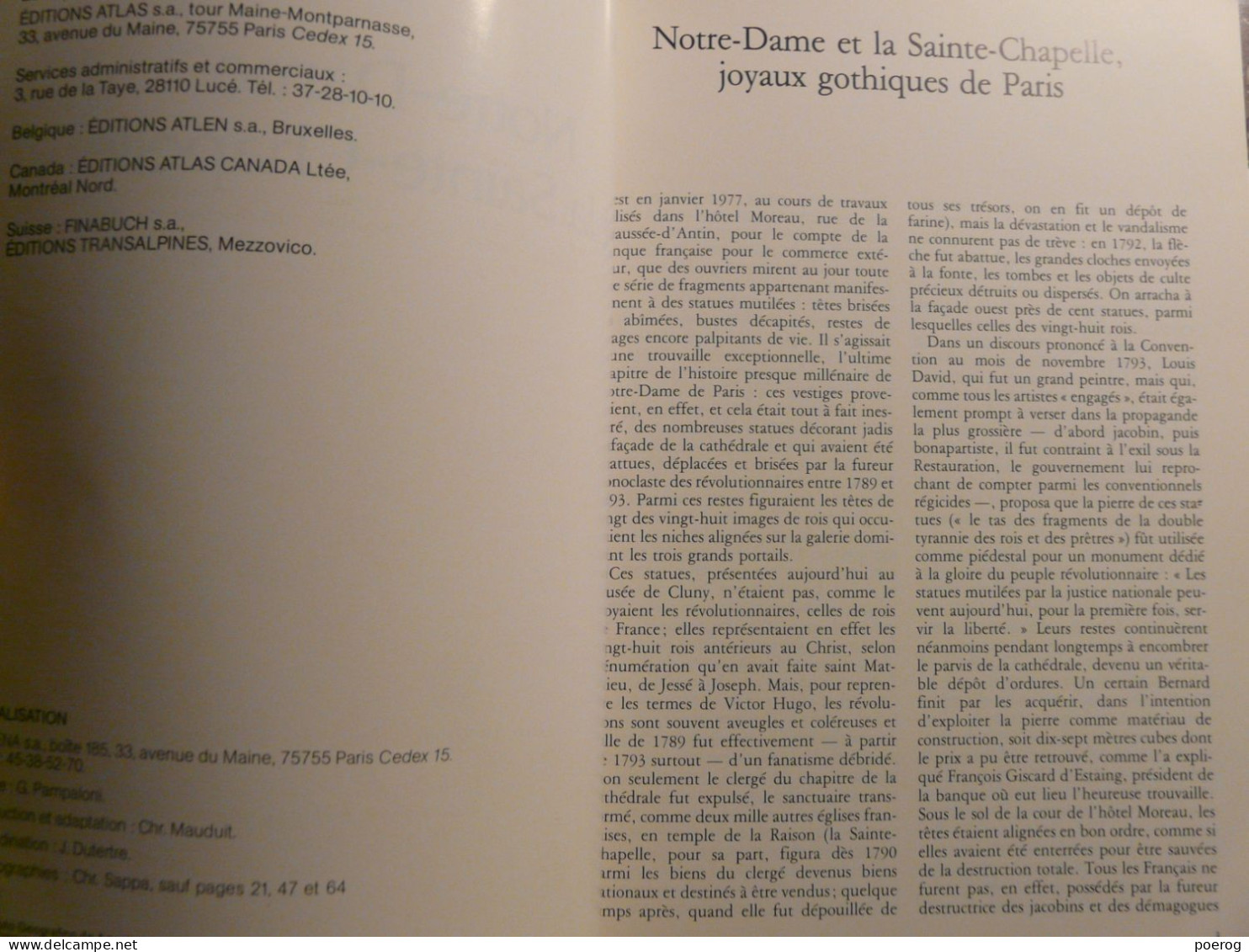 NOTRE DAME ET LA SAINTE CHAPELLE - LES PASSEPORTS DE L'ART - MONOGRAPHIE - 1987 - REGION - EDITIONS  ATLAS CATHEDRALE - Sin Clasificación