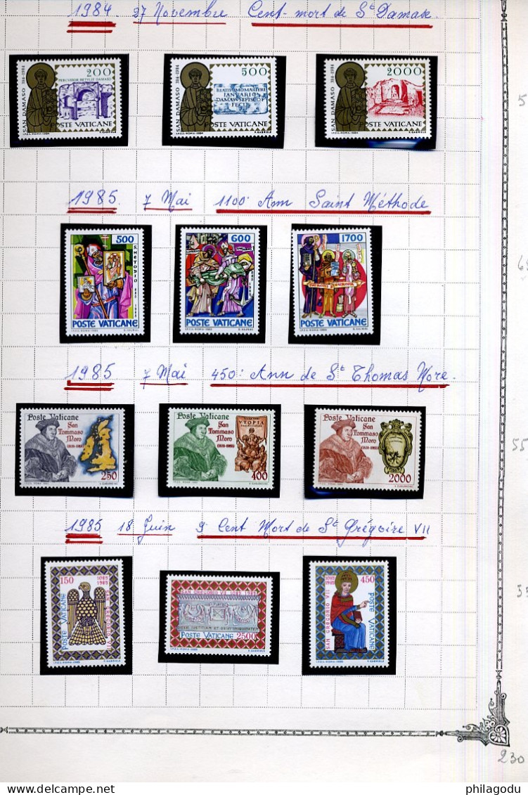 VATICAN jolie collection ** sans charnière de 1958-1994 quasi complete cote 877 euros