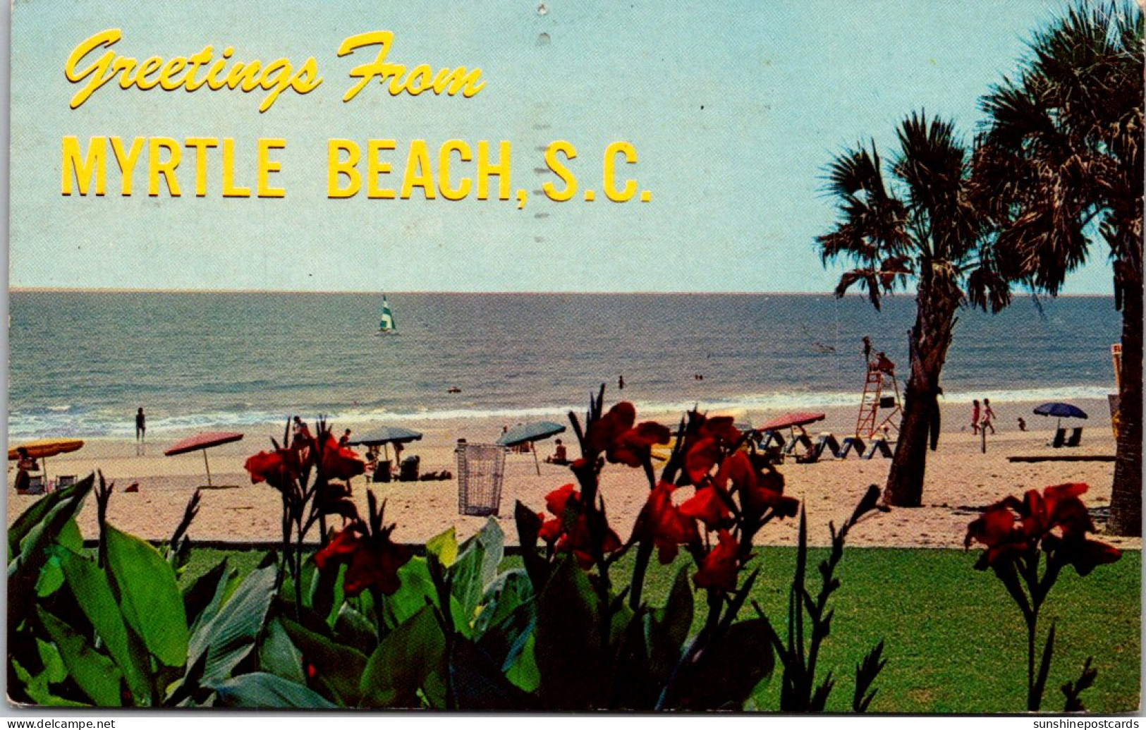 South Carolina Greetings From Myrtle Beach Showing Beach Scene 1967 - Myrtle Beach