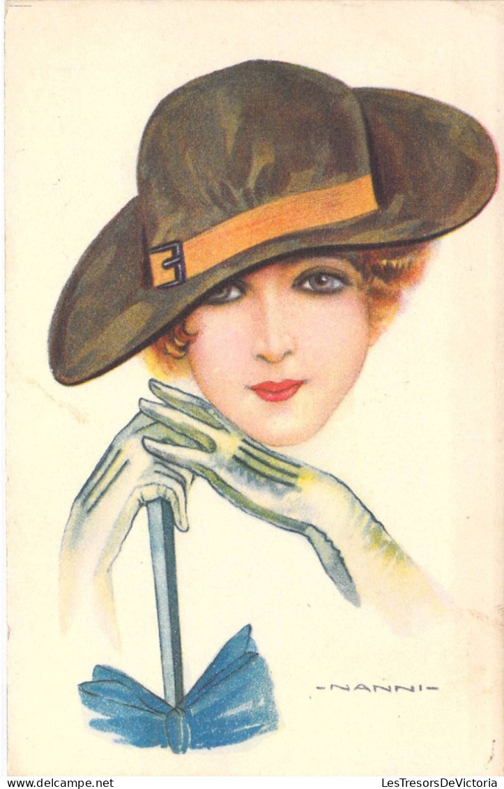 Illustrateur - Nanni - Femme Au Chapeau Avec Des Gants - Oblitéré Torino Ferrovia - Carte Postale Ancienne - Nanni