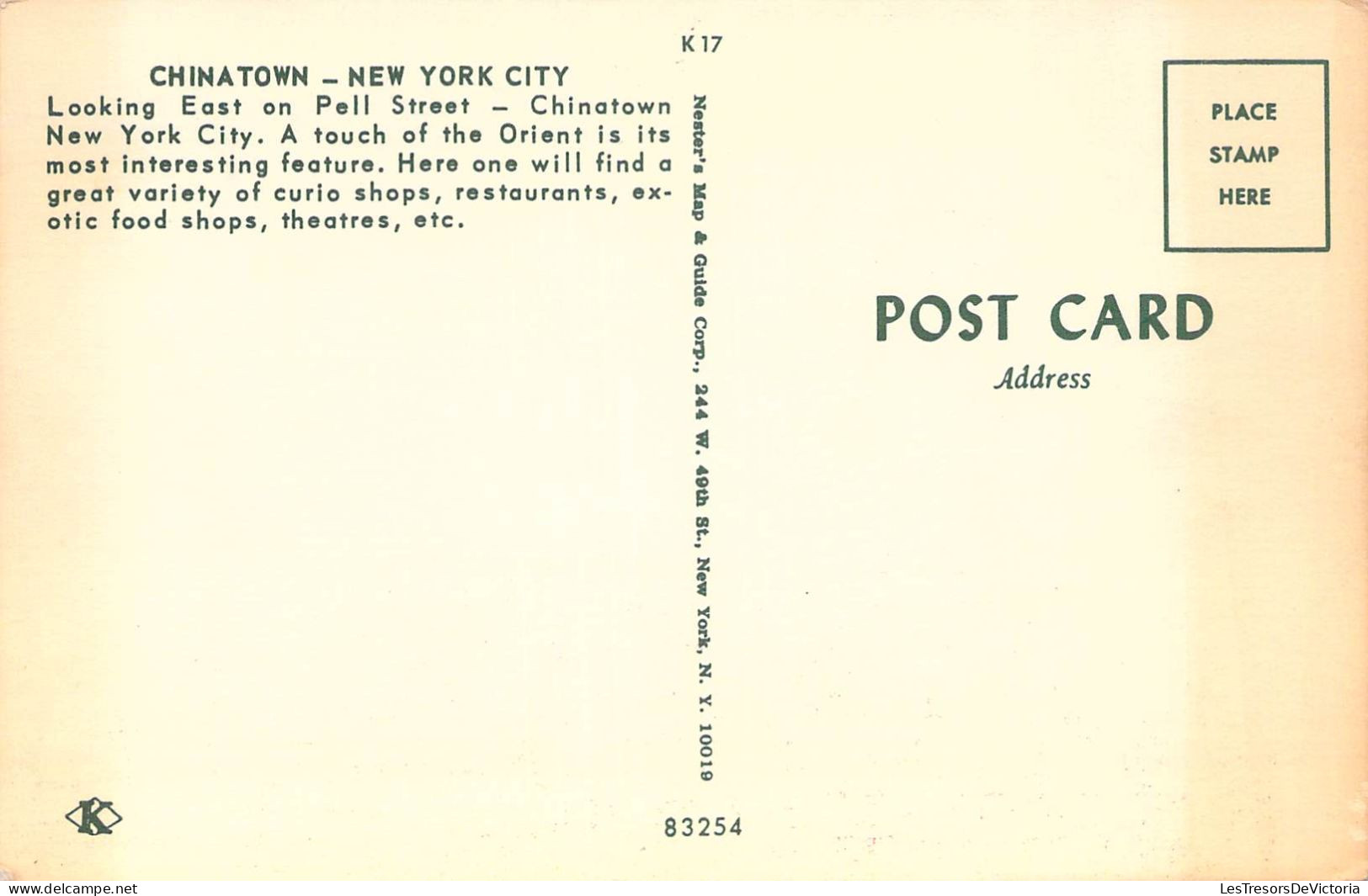 NEWYORK - China Town - Carte Postale Ancienne - Sonstige & Ohne Zuordnung