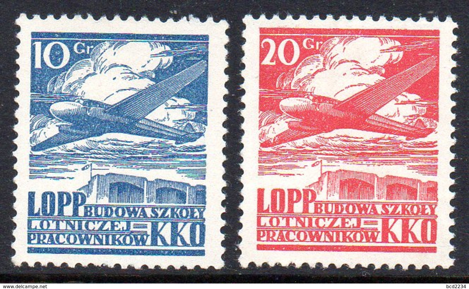 POLAND 1935 LOPP L.O.P.P. REVENUE POLISH NATIONAL AIR & ANTI-GAS DEFENCE LEAGUE LABEL FUND BUILDING AIR DEFENCE SCHOOL - Steuermarken