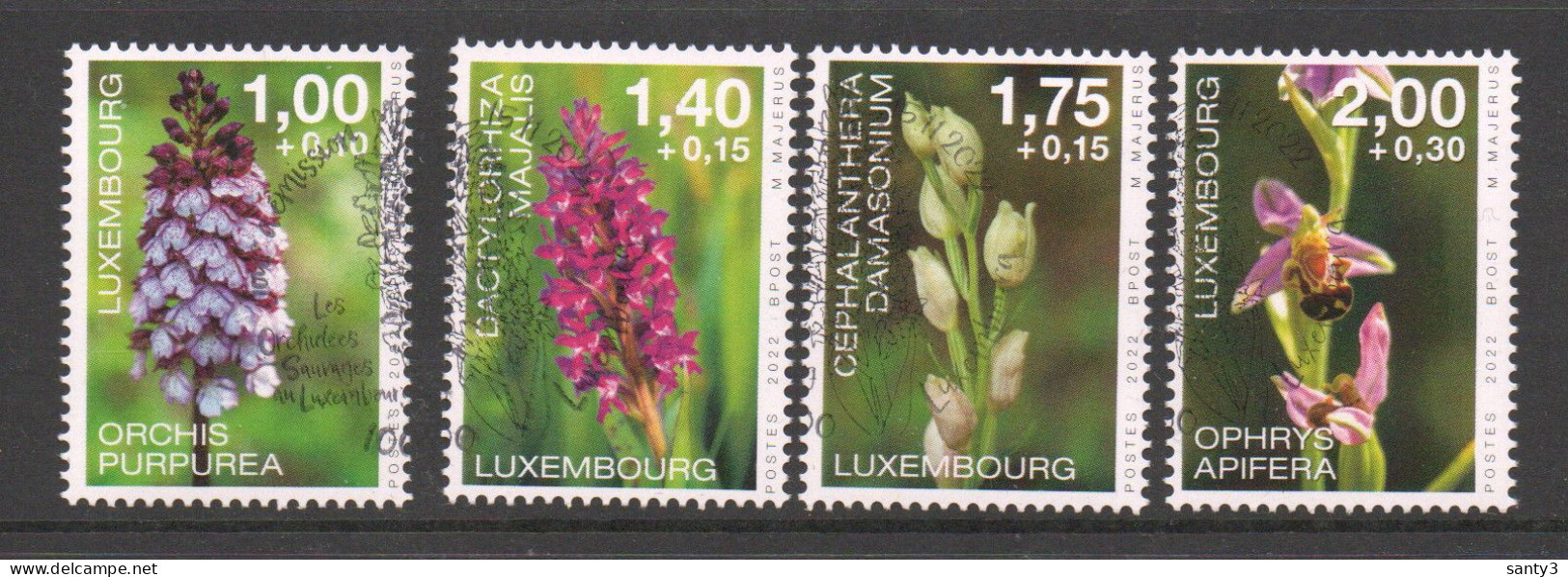 Luxemburg 2022 Yv 2261-64  Orchidee, Reeks, Toeslag, Hoge Waarde,    Prachtig Gestempeld - Gebruikt