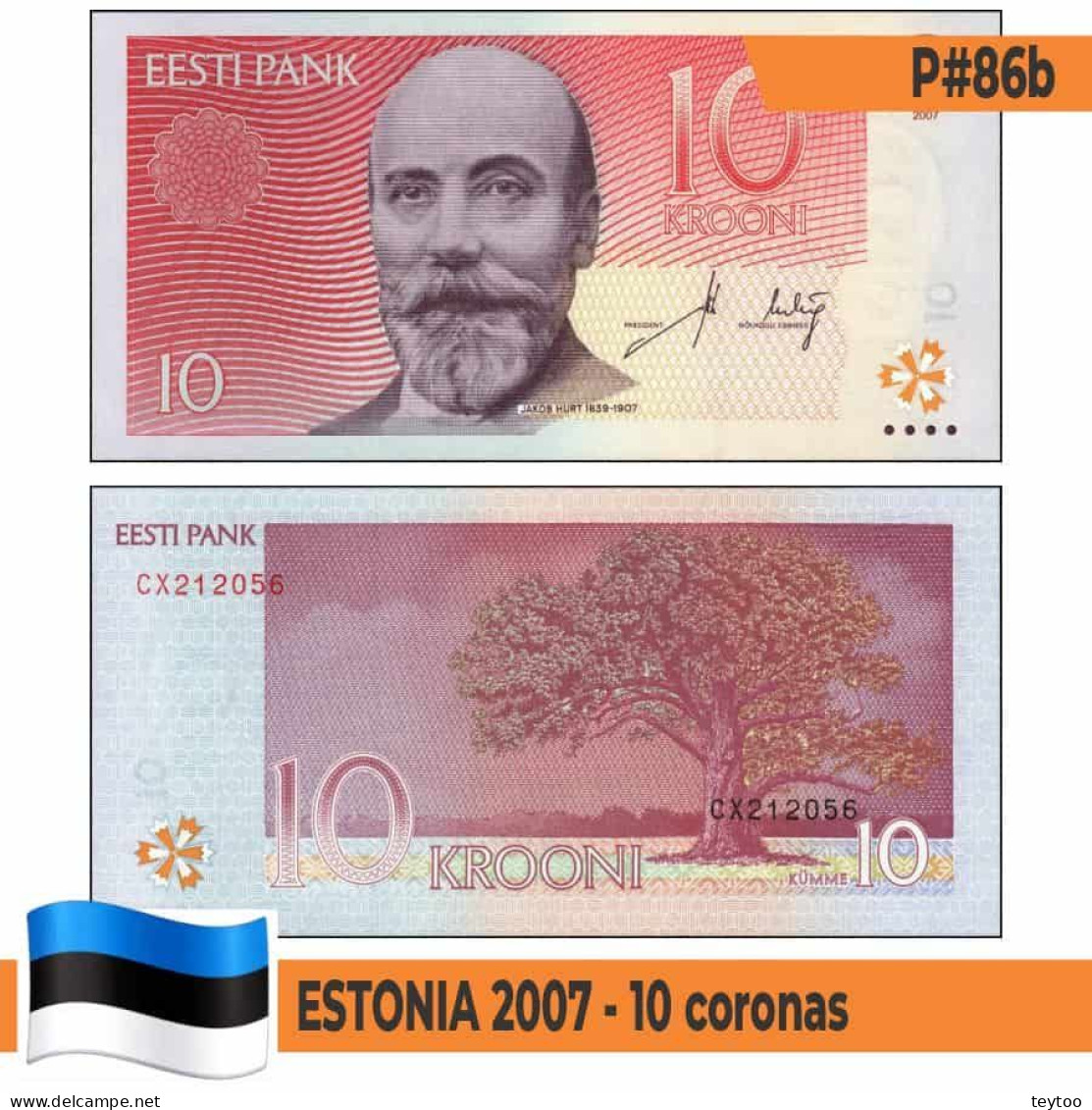 B0805# Estonia 2007. 10 Coronas (UNC) P#86b - Estonie