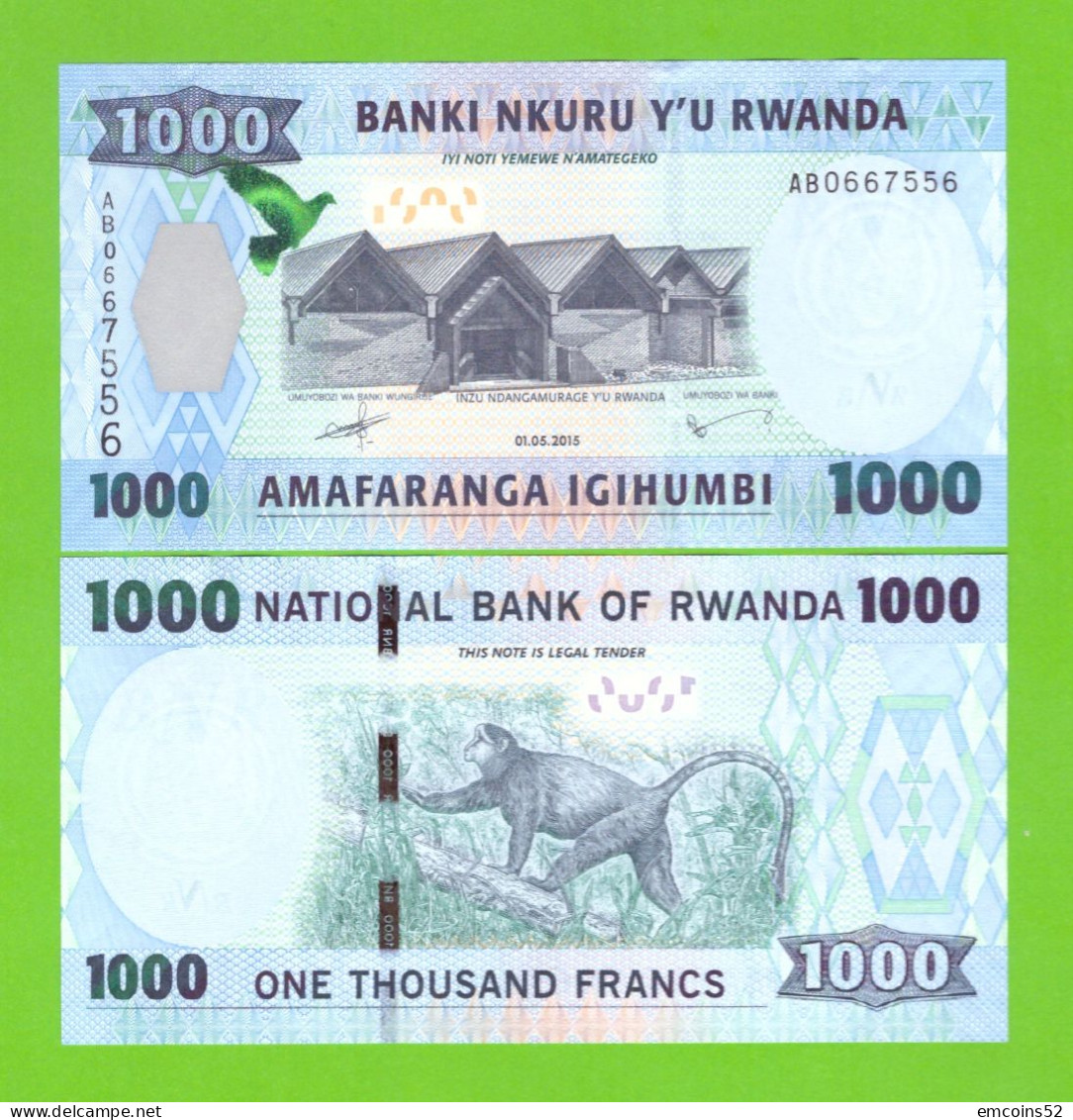 RWANDA 1000 FRANCS 2015 P-39a UNC - Ruanda