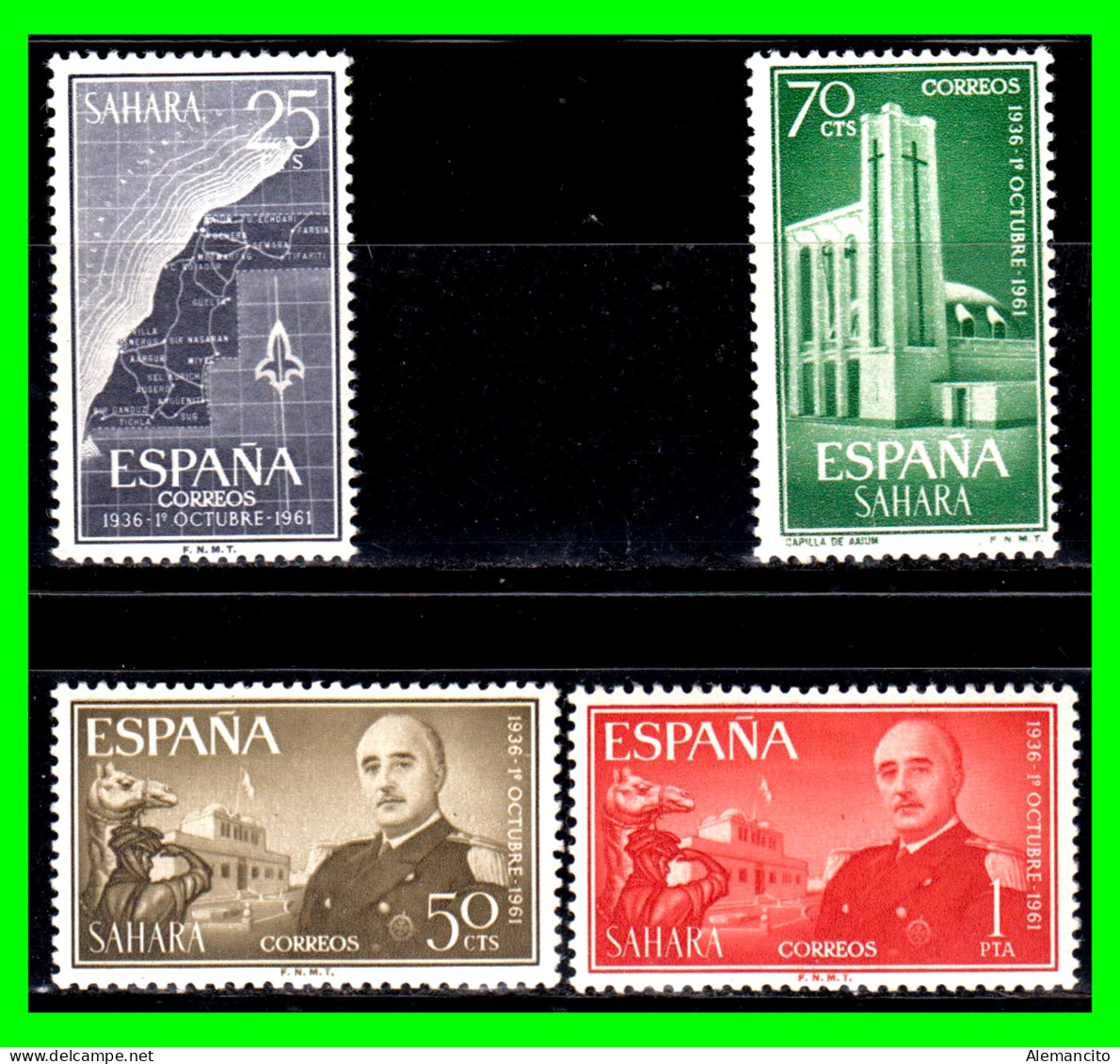 ESPAÑA COLONIAS ESPAÑOLAS ( SAHARA ESPAÑOL AFRICA ) SERIE DE SELLOS AÑO 1961 - EXALTACION DEL CAUDILLO - Sahara Español