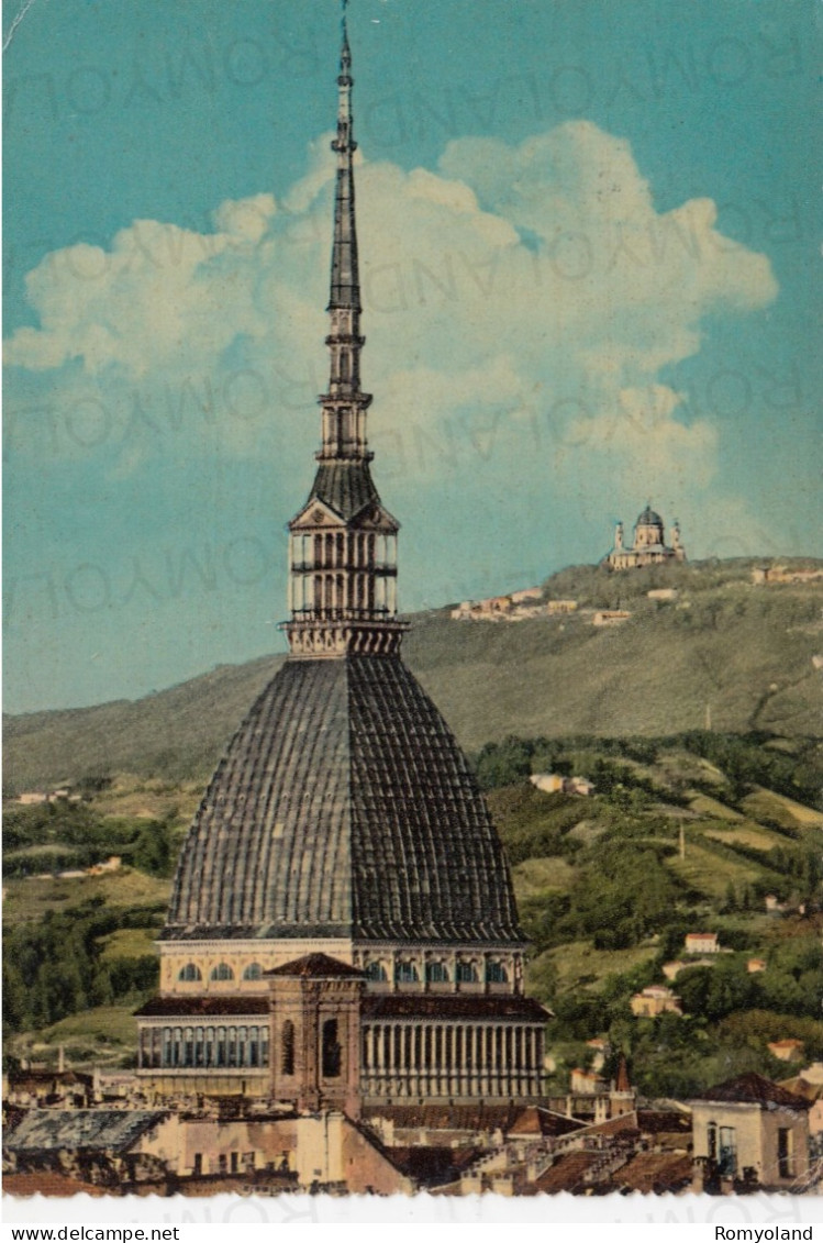 CARTOLINA  TORINO,PIEMONTE-MOLE ANTONELLIANA E SUPERGA-CULTURA,RELIGIONE,IMPERO ROMANO,BELLA ITALIA,VIAGGIATA 1961 - Mole Antonelliana