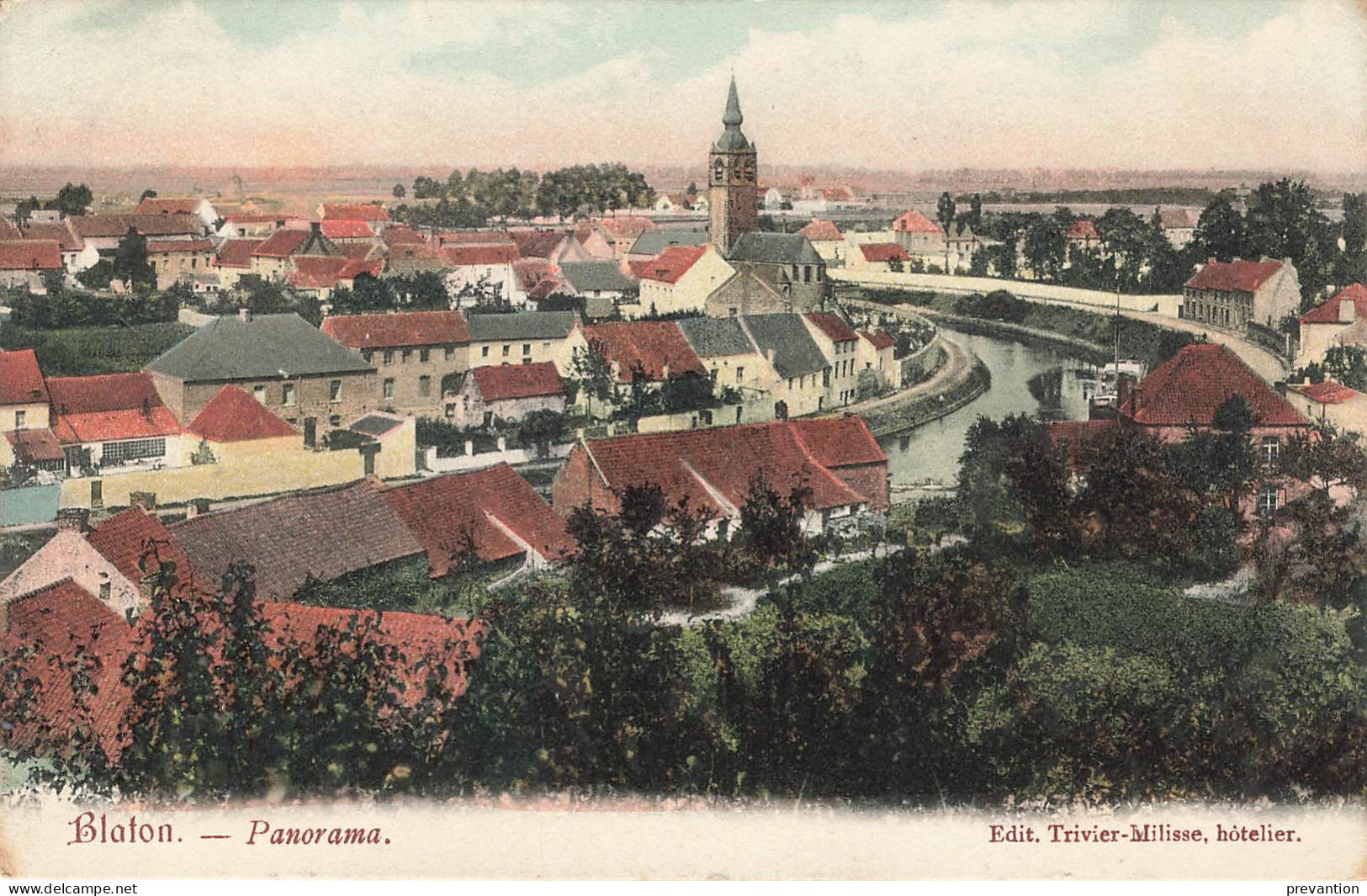 BLATON - Panorama - Carte Colorée Et Circulé En 1909 Vers TROYES Dans Aube (Edit: Trivier-Milisse, Hôtelier) - Bernissart