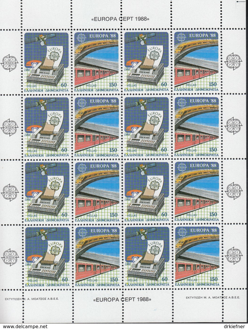 GRIECHENLAND  1685-1686, Kleinbogen, Postfrisch**, Europa: Transport- Und Kommunikationsmittel, 1988 - Blocks & Sheetlets