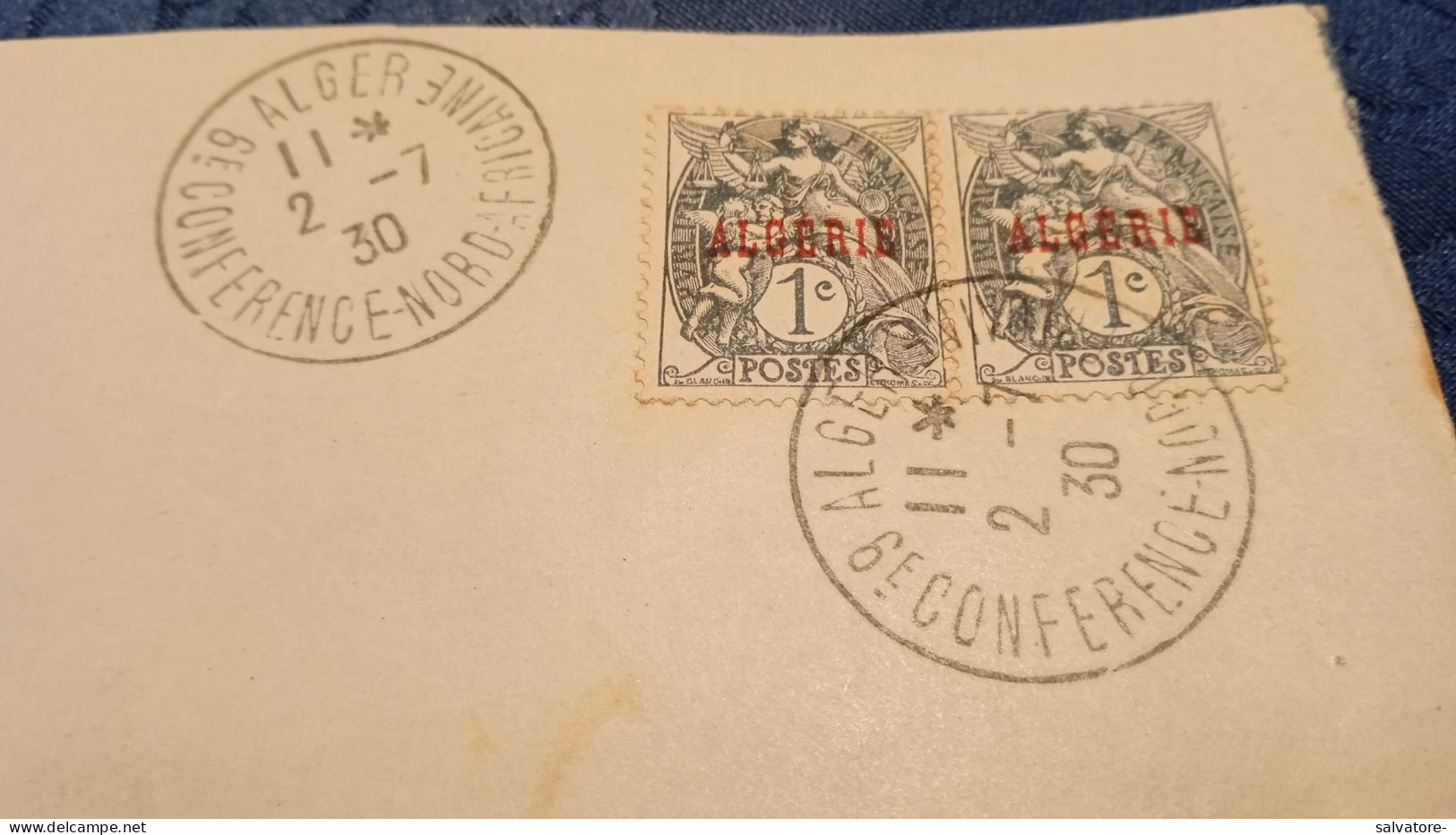 LETTERA CON COPPIA 1 CENTESIMO CON SOPRASTAMPA ALGERIE 1930 - Guerra D'Algeria