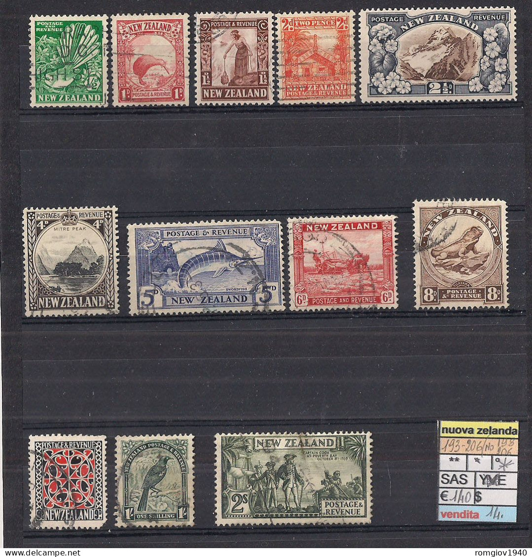 NUOVA ZELANDA  1935   SERIE ORDINARIA PITTORICA  UNIF. 229-242 USATA ( MANCANO IL 229  E  242 ) - Usati