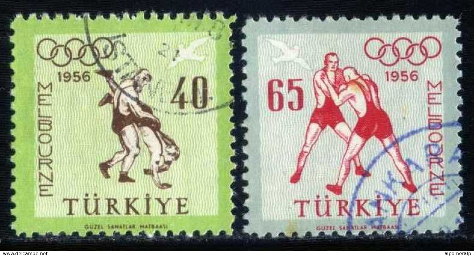 Türkiye 1956 Mi 1490-1491 Melbourne Olympic Games, Wrestling, Sports - Used Stamps