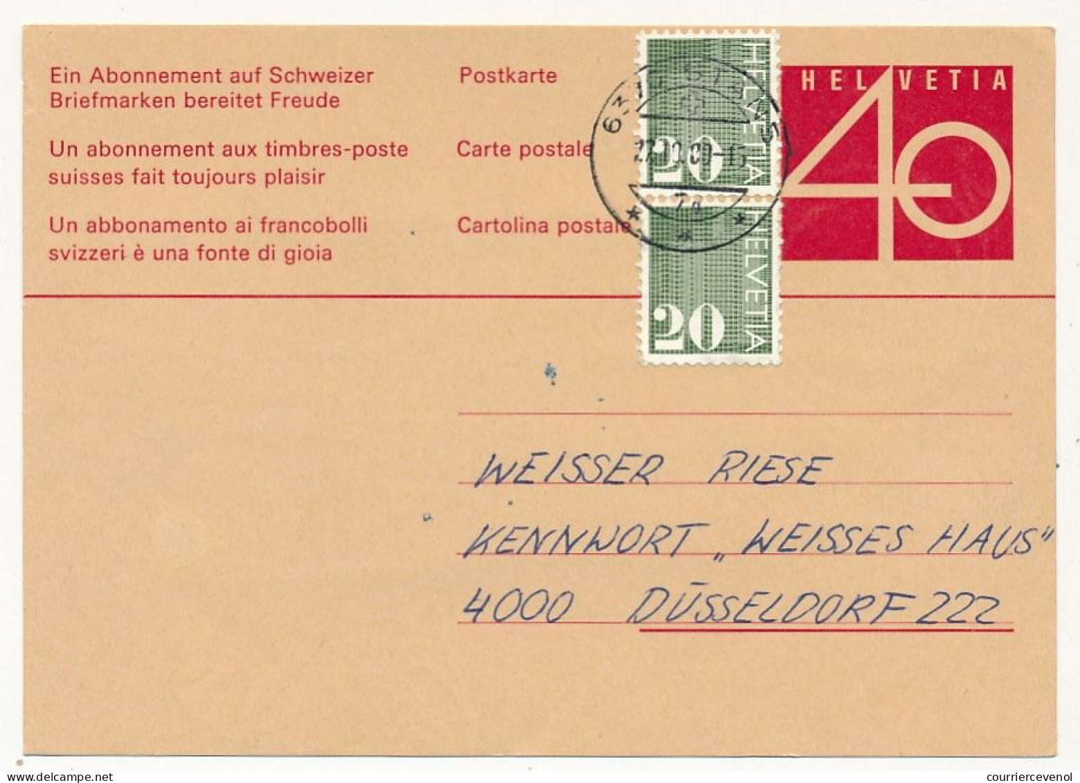 SUISSE - 6 Entiers Postaux - CPs - 40c "un Abonnement Aux T.P. Suisses Fait Toujours Plaisir" Avec Affr. Complémentaires - Postwaardestukken
