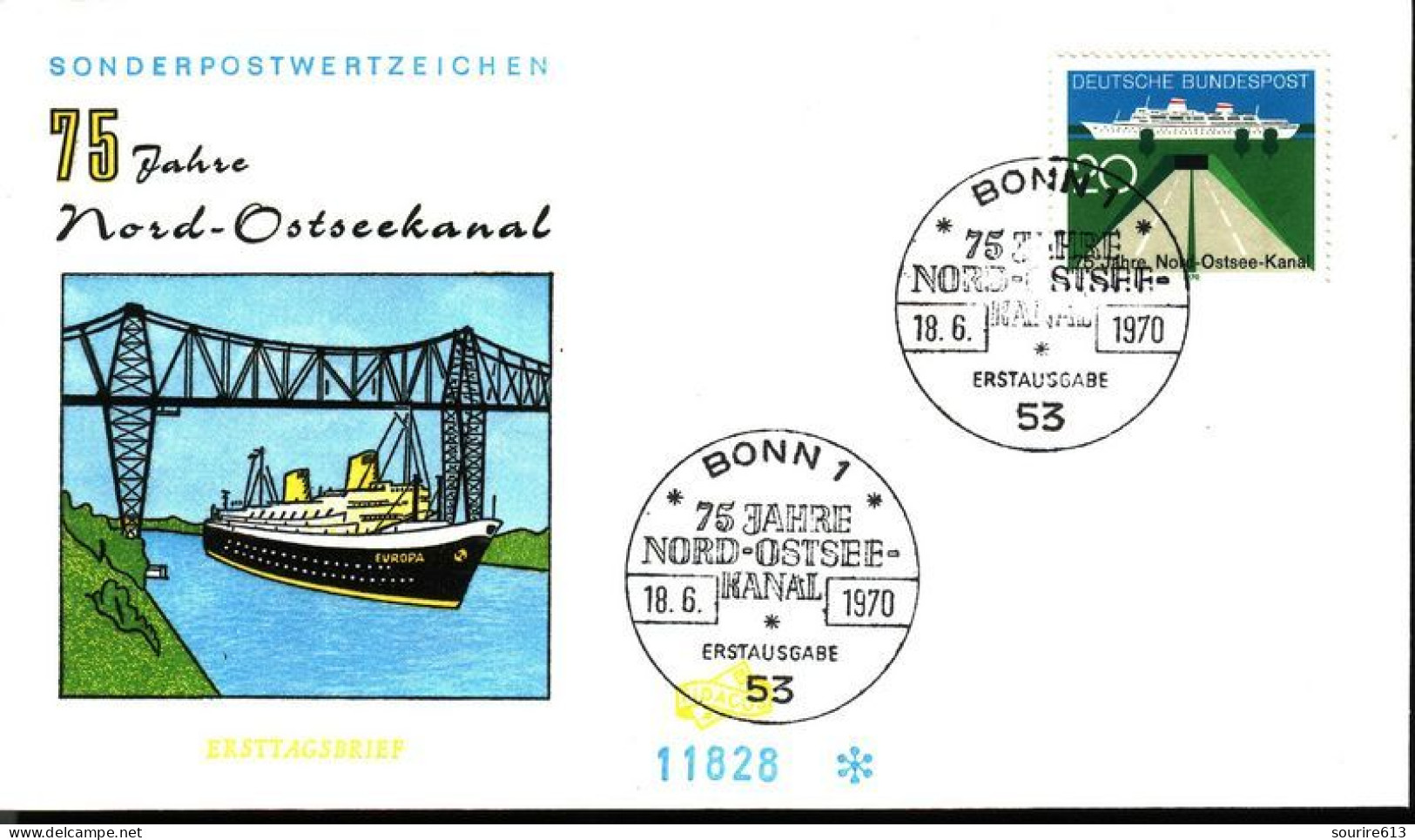 Fdc Allemagne 1970 Sciences Energies Eau Canal Mer Baltique Pont Bridge - Wasser