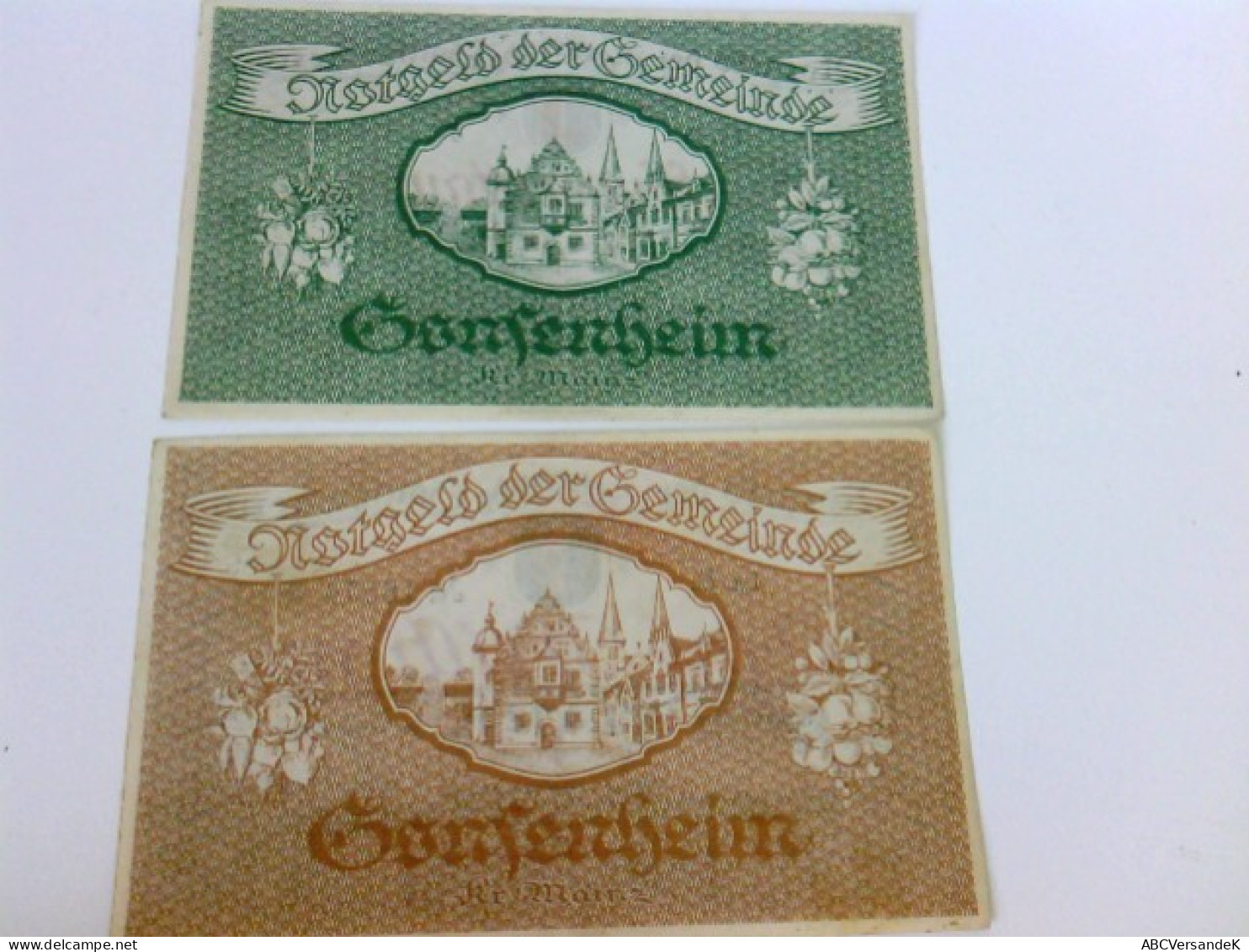 Notgeld Der Gemeinde Gonsenheim: 2 Scheine: 1 Million + 500 000 Mark. 17. August 1923 - Numismatica