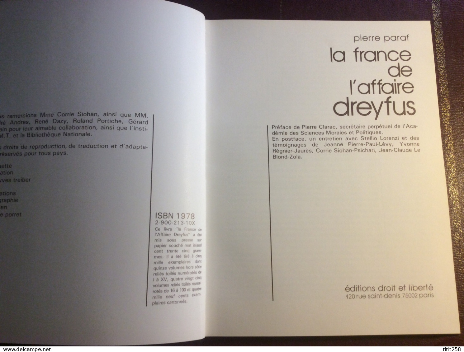 Pierre Paraf . La France De L'affaire Dreyfus . Dédicace A Un Résistant / Homme Politique Ministre Député Maine Et Loire - Gesigneerde Boeken