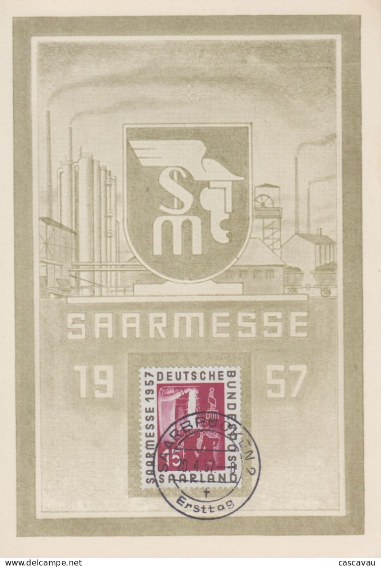 Carte  Maximum  1er  Jour  SARRE   Foire   Internationale   SAARBRÜCKEN    1957 - Cartes-maximum