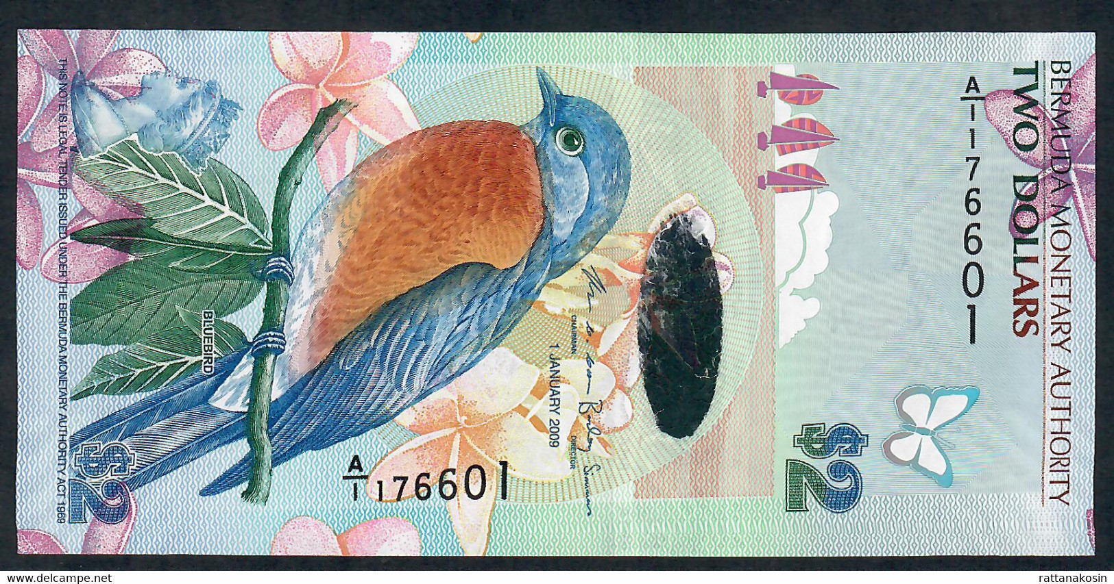 BERMUDA P57b  2  DOLLARS  2009  #A/1 Signature 41 UNC. - Bermudes