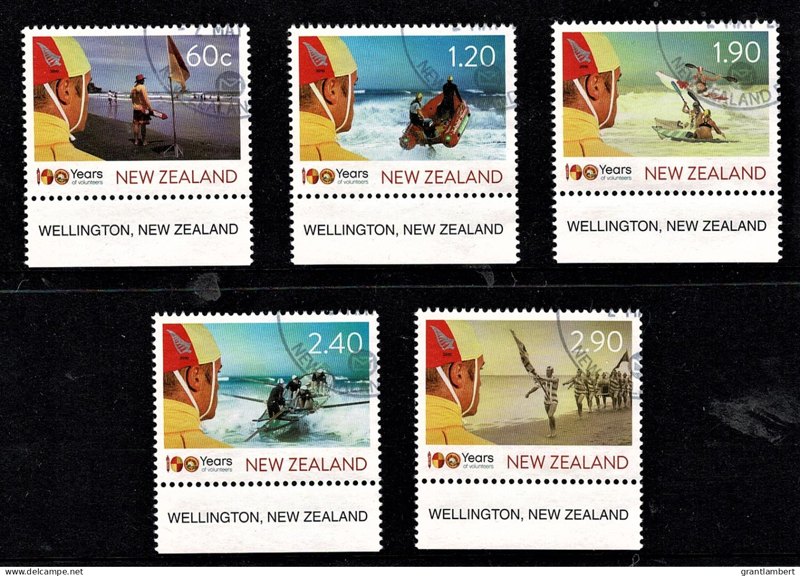 New Zealand 2010 Surf Life Saving - 100 Years Marginal Set Of 5 Used - - Gebruikt