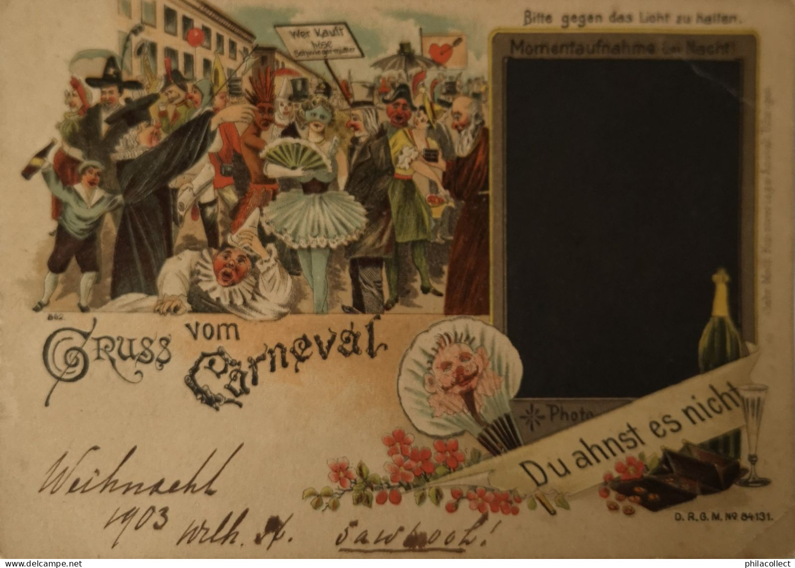 Carnaval // Litho //  Gruss Vom Carnaval 1903 Little Dark - Carnevale