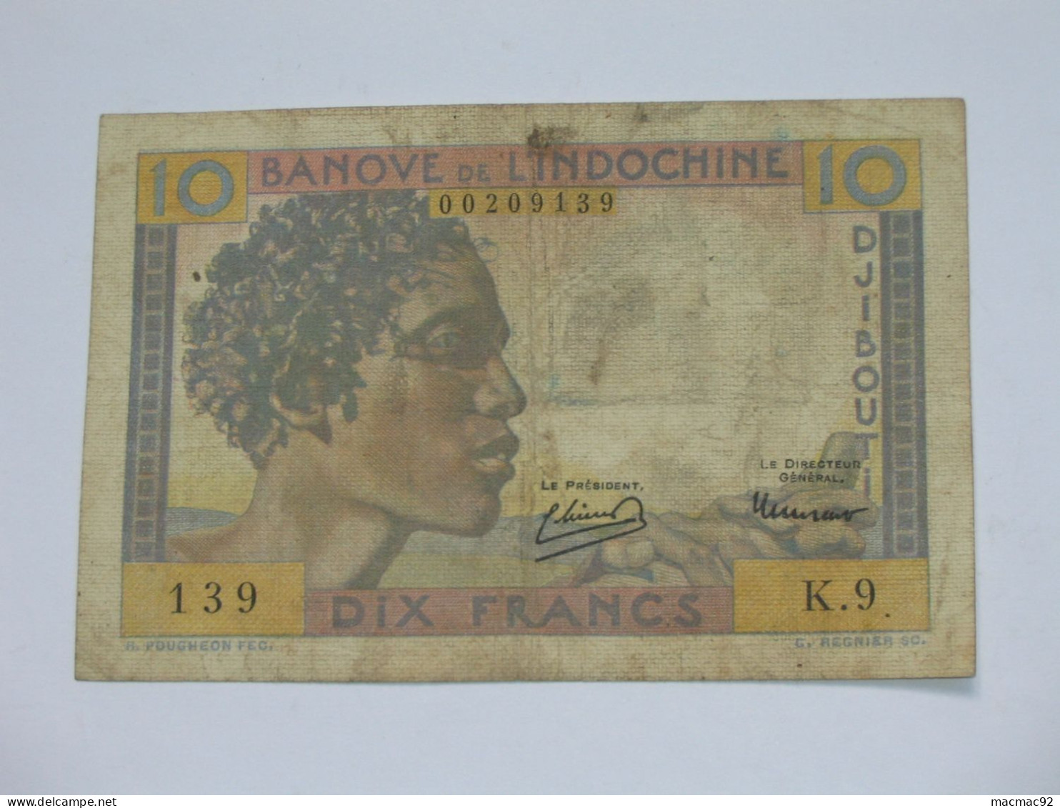 10 Francs - Banque De L'Indochine - Djibouti  **** EN ACHAT IMMEDIAT **** - Djibouti