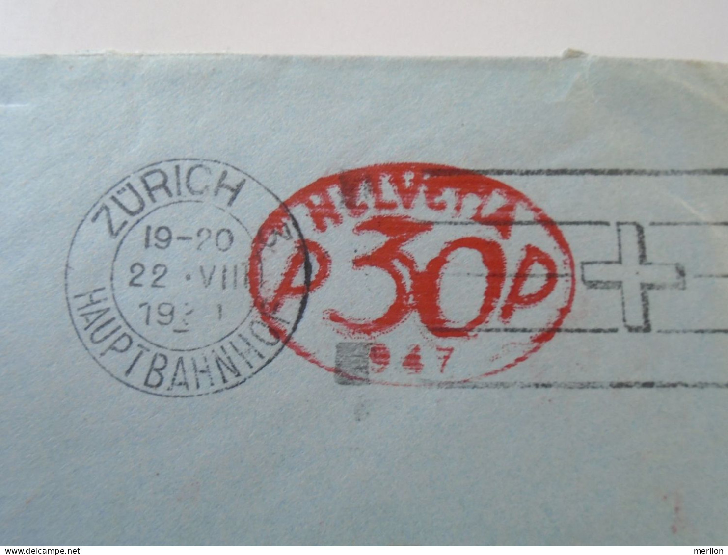 D194025   COVER - Switzerland  Suisse 1931 EMA  Postage Red Meter Stamp - Zürich Hauptbahnhof - Rózsa Farkas Budapest - Frankiermaschinen (FraMA)