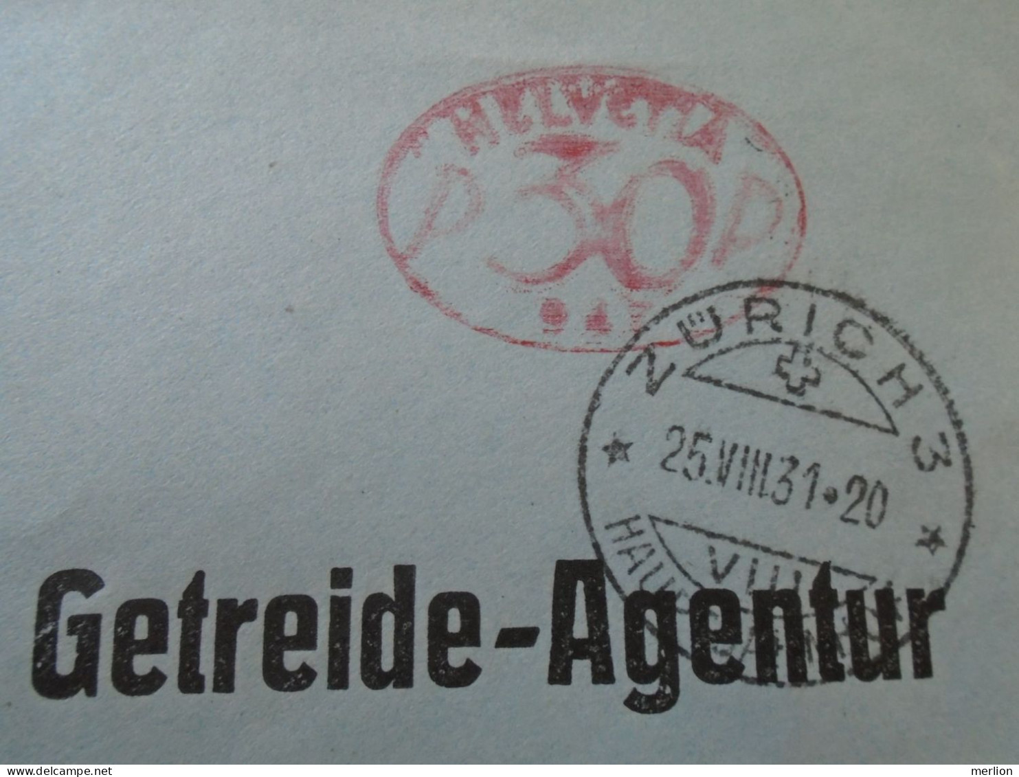 D194027  COVER - Switzerland  Suisse 1931 EMA  Postage Red Meter Stamp - Zürich Hauptbahnhof - Rózsa Farkas Budapest - Frankiermaschinen (FraMA)