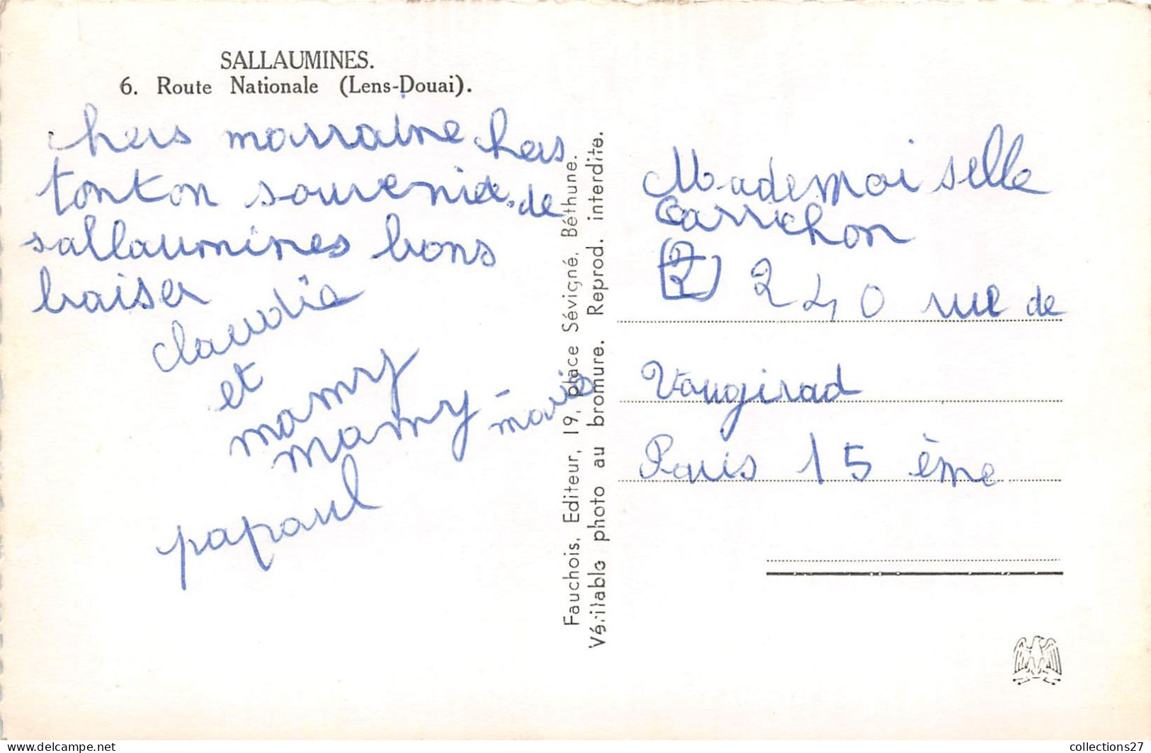 62-SALLAUMINES- ROUTE NATIONALE- LENS DOUAI - Other & Unclassified