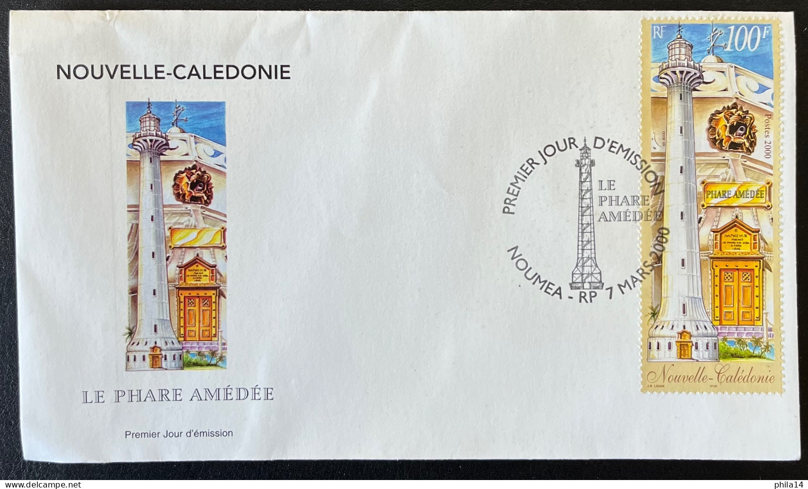 ENVELOPPE NOUVELLE CALEDONIE / LE PHARE AMEDEE / NOUMEA 2000 - Cartas & Documentos