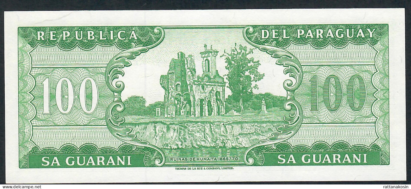 PARAGUAY  P205 100  GUARANIES  L.1952  (1982)   UNC. - Paraguay