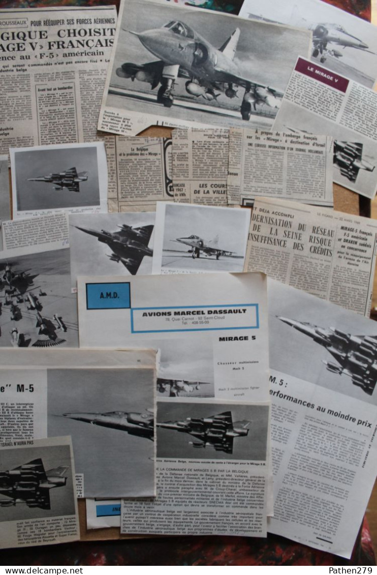 Lot De 45g D'anciennes Coupures De Presse De L'aéronef Marcel Dassault Mirage V - Aviazione