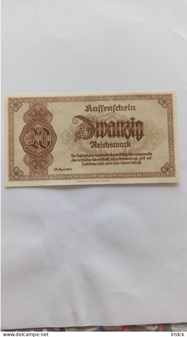 Billet 20 Reichsmark  28 Avril 1945 - 20 Reichsmark
