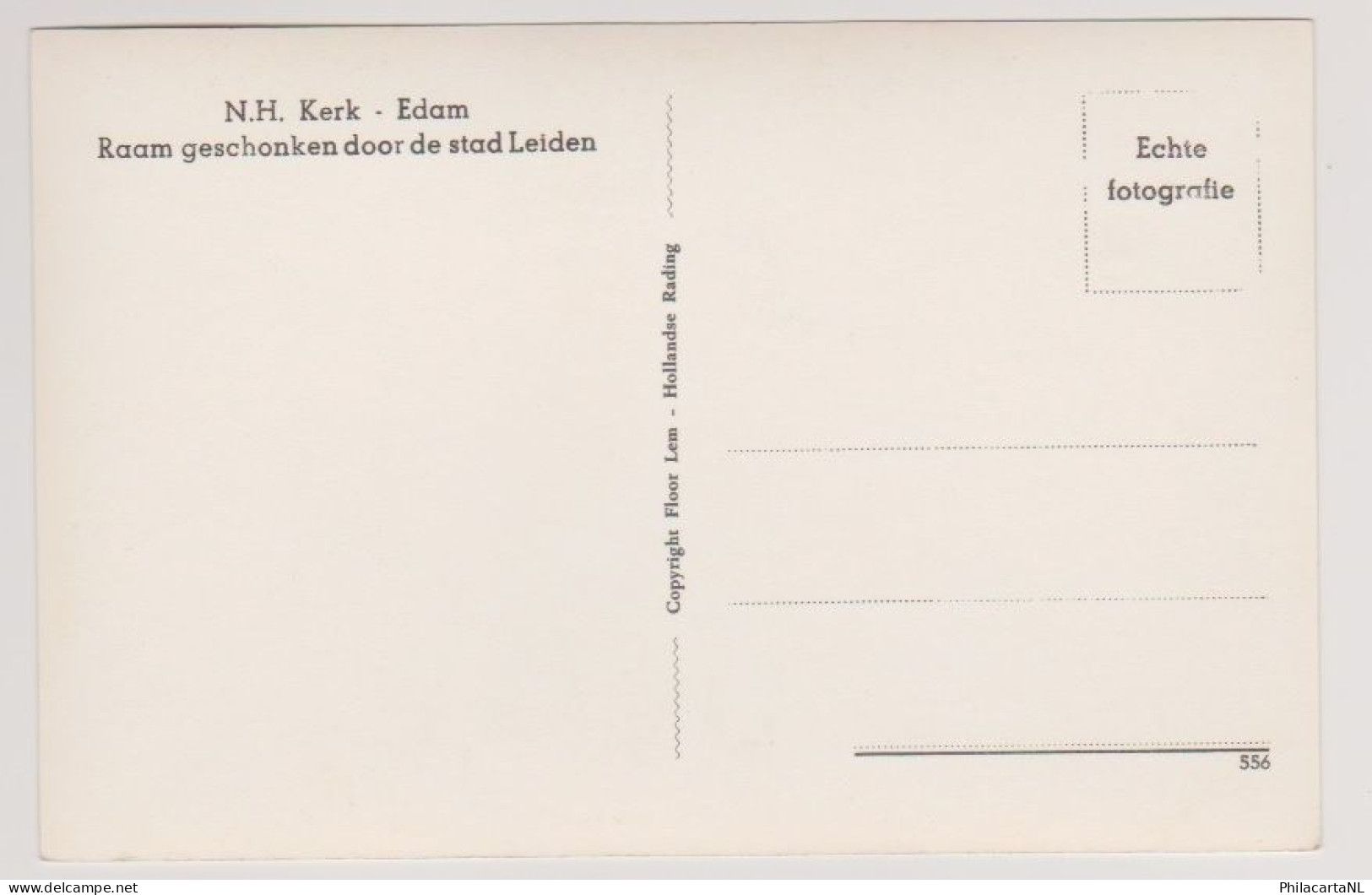 Edam - N.H. Kerk Raam Geschonken Door De Stad Leiden - Edam