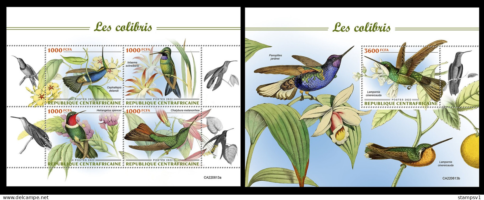 Central Africa  2022 Hummingbirds. (613) OFFICIAL ISSUE - Kolibries