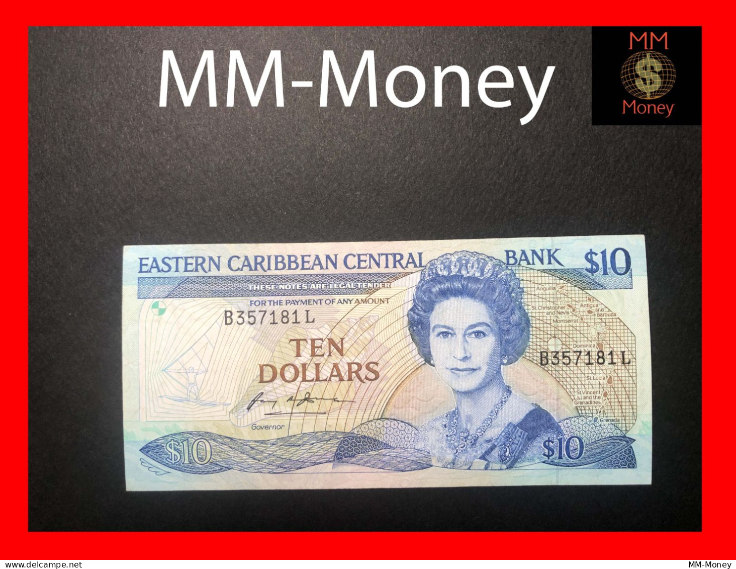 East - Eastern Caribbean   10 $  1985   P. 23  *L*   "St. Lucia"     VF \ XF - East Carribeans