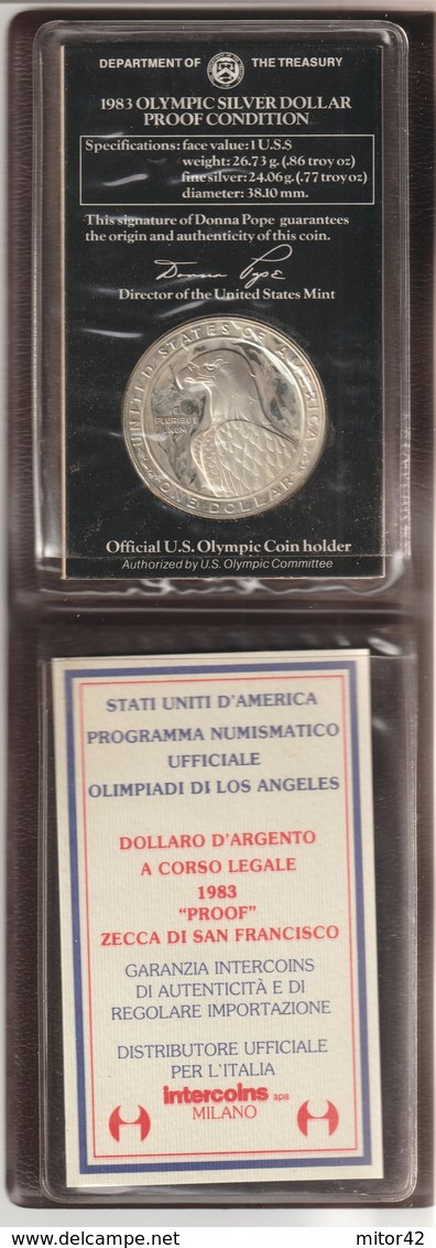 U.S.A.-Stati Uniti-1983-Olimpiade-1 $ Argento In Confezione Originale Zecca - Sin Clasificación