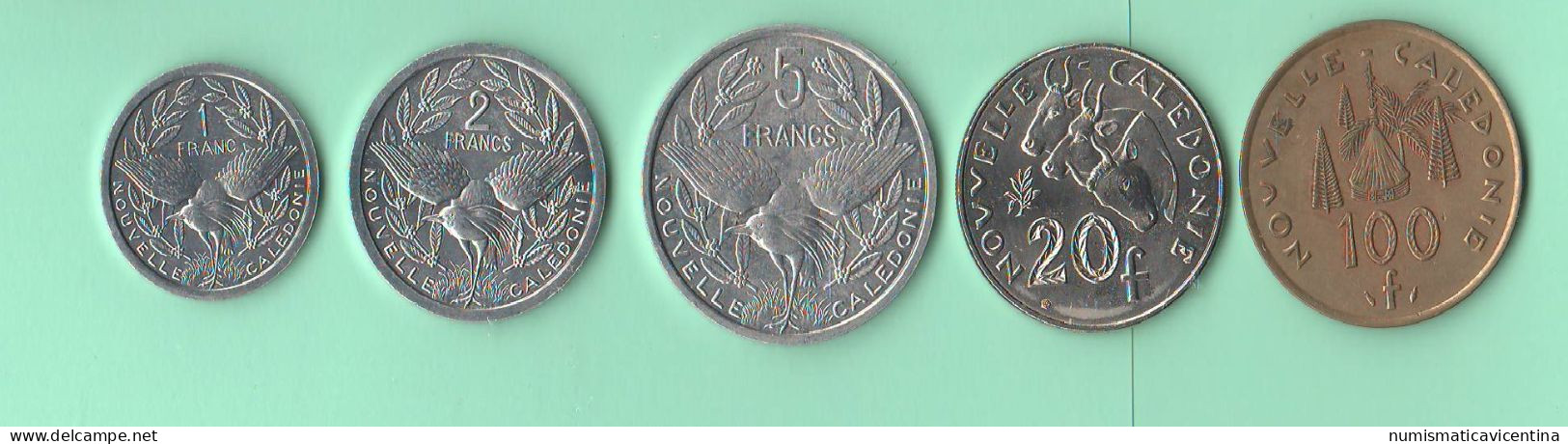 New Caledonia 1 2 5 20 100 Francs Nouvewlle Caledonie Nuova Caòedonia Alluminum Nickel Bronze Coin Differents Dates - Nouvelle-Calédonie