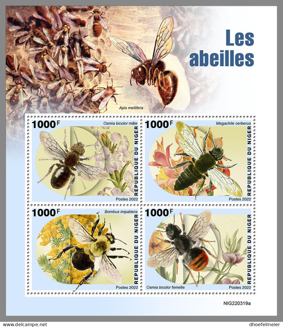 NIGER 2022 MNH Bees Bienen Abeilles M/S - IMPERFORATED - DHQ2314 - Abeilles