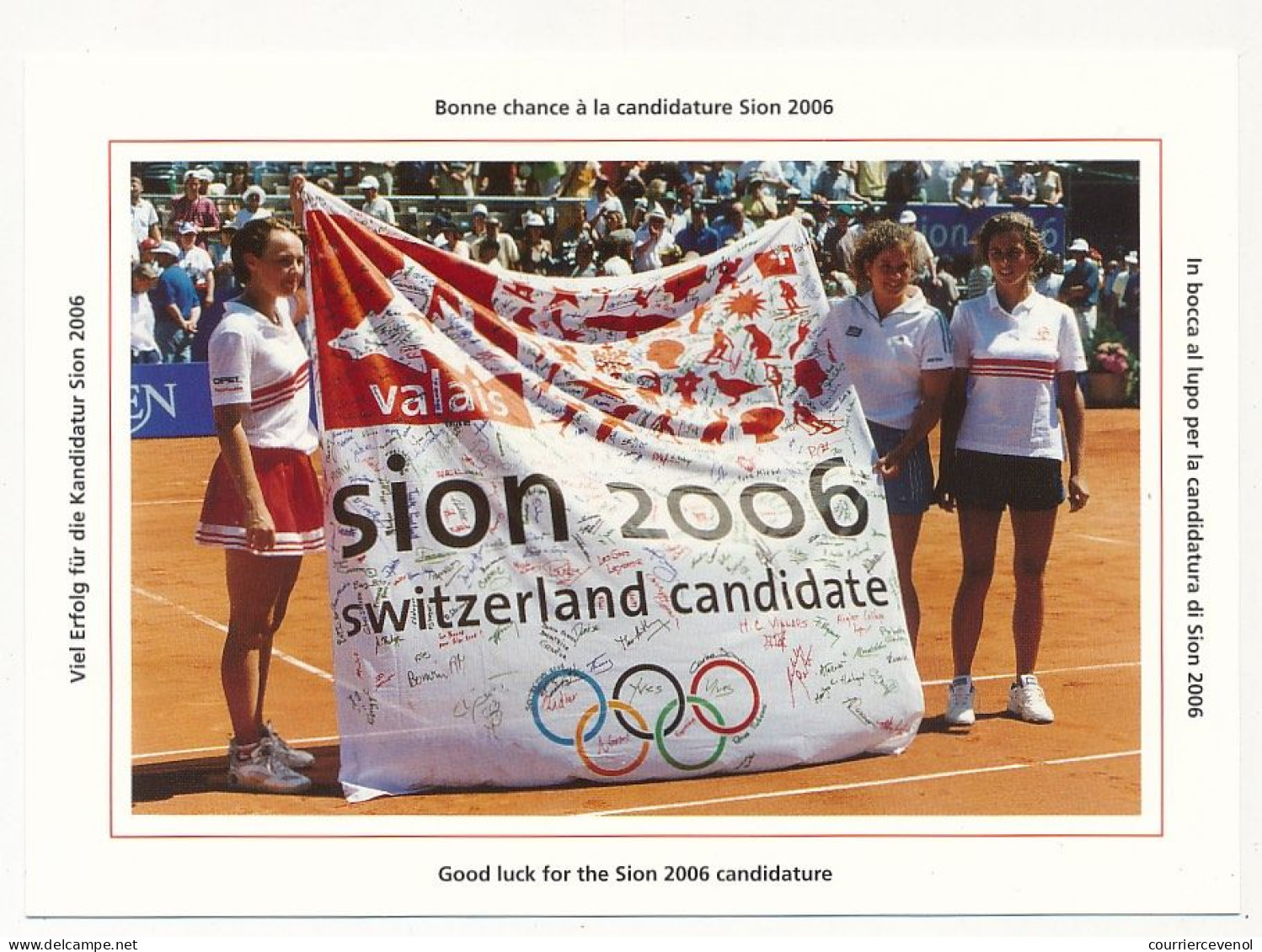 SUISSE => 8 Entiers Postaux (CP) => Candidature Sion Pour JO. FED CUP - 2 Obl Demi Finale Suisse France, 2 Obl Finale + - Entiers Postaux