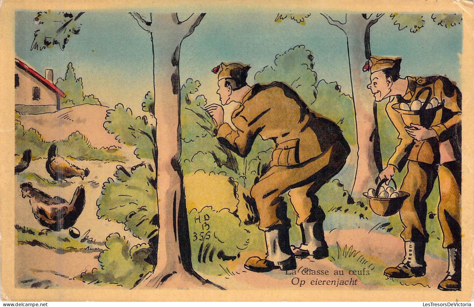 HUMOUR - La Chasse Aux Oeufs - Op Eierenjacht - Carte Postale Ancienne - Humor